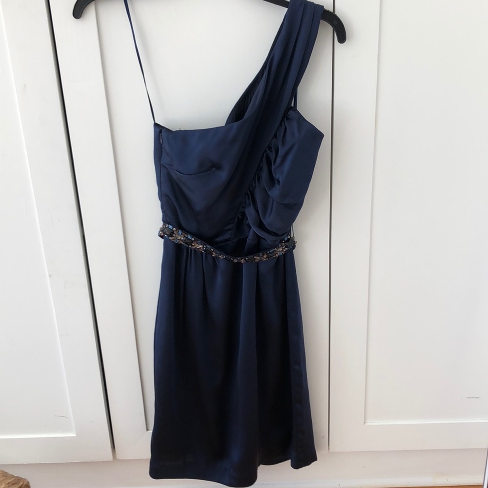 Miss T by Trina Turk navy silk dress